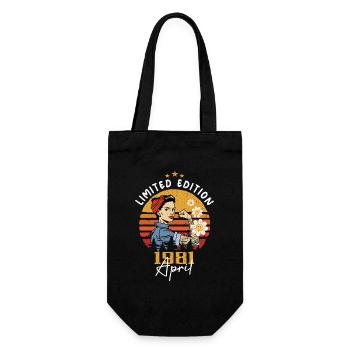 April 1981 Geburtstagsgeschenk April 1981 Vintage - Geschenkbeutel für Flaschen - Schwarz - Vorne