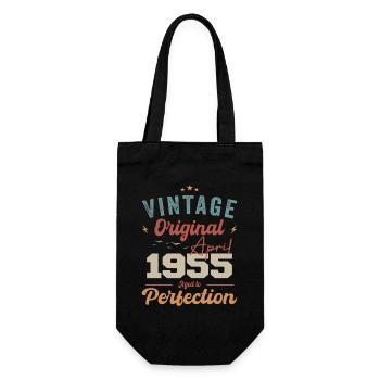 Vintage Geboren im April 1955 Geburtstagsgeschenk - Geschenkbeutel für Flaschen - Schwarz - Vorne