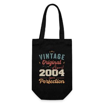 Vintage né en avril 2004 cadeau d’anniversaire - Sac à bouteille - noir - Devant