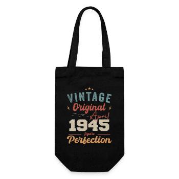 Vintage Geboren im April 1945 Geburtstagsgeschenk - Geschenkbeutel für Flaschen - Schwarz - Vorne