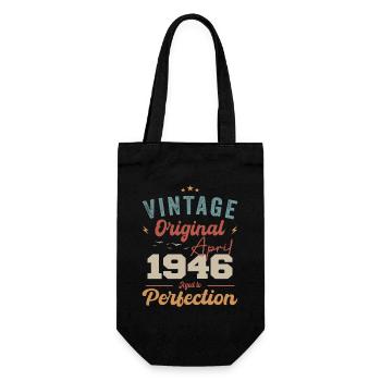 Vintage Geboren im April 1946 Geburtstagsgeschenk - Geschenkbeutel für Flaschen - Schwarz - Vorne