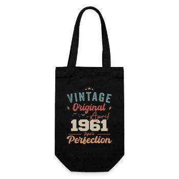Vintage Geboren im April 1961 Geburtstagsgeschenk - Geschenkbeutel für Flaschen - Schwarz - Vorne