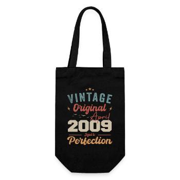 Vintage Geboren im April 2009 Geburtstagsgeschenk - Geschenkbeutel für Flaschen - Schwarz - Vorne