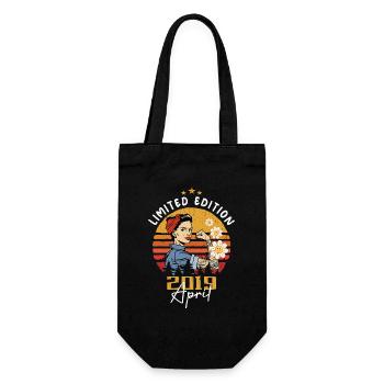 April 2019 Geburtstagsgeschenk April 2019 Vintage - Geschenkbeutel für Flaschen - Schwarz - Vorne