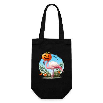 Flamingo with Halloween Pumpkin Hat - Gift Bag for Bottles - black - Front