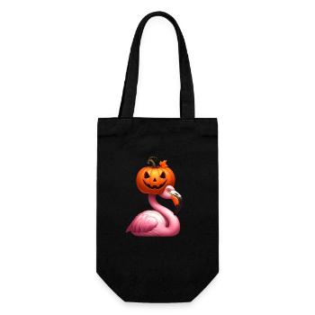 Flamingo with Halloween Pumpkin Hat - Gift Bag for Bottles - black - Front