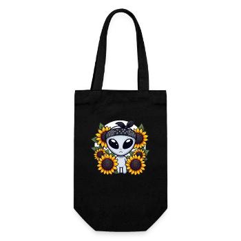 Alien avec bandana et tournesols - Sac à bouteille - noir - Devant