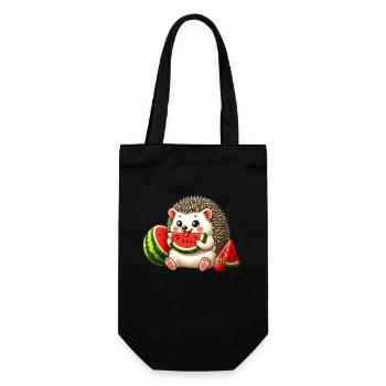Hedgehog enjoys watermelon - Gift Bag for Bottles - black - Front