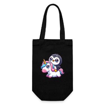 Un pingouin sur une licorne - Sac à bouteille - noir - Devant