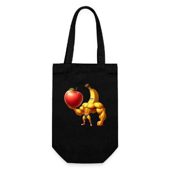 Banane musclée soulevant une énorme pomme - Sac à bouteille - noir - Devant