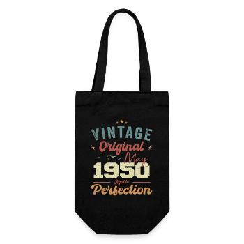 Mai 1950 Geburtstag Mai 1950 Geschenk Mai 1950 - Geschenkbeutel für Flaschen - Schwarz - Vorne