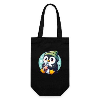 Le pingouin aime le thé à bulles - Sac à bouteille - noir - Devant