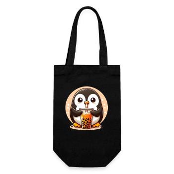 Le pingouin aime le thé à bulles - Sac à bouteille - noir - Devant