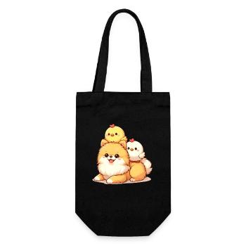 Cute chick on a Pomeranian - Gift Bag for Bottles - black - Front