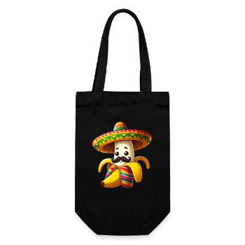 Cinco de Mayo Banana with Mustache - Gift Bag for Bottles - black - Front