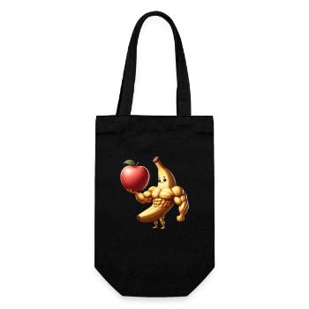 Muskelbanane mit Monsterapfe - Geschenkbeutel für Flaschen - Schwarz - Vorne