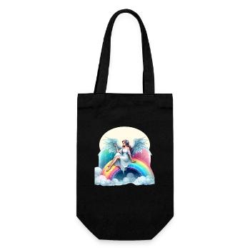 Ange sur arc-en-ciel - Sac à bouteille - noir - Devant