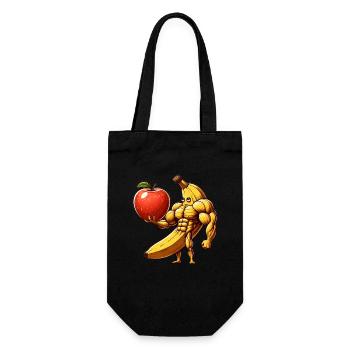 Muskelbanane mit Monsterapfe - Geschenkbeutel für Flaschen - Schwarz - Vorne