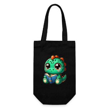 Dino reads a book - Gift Bag for Bottles - black - Front