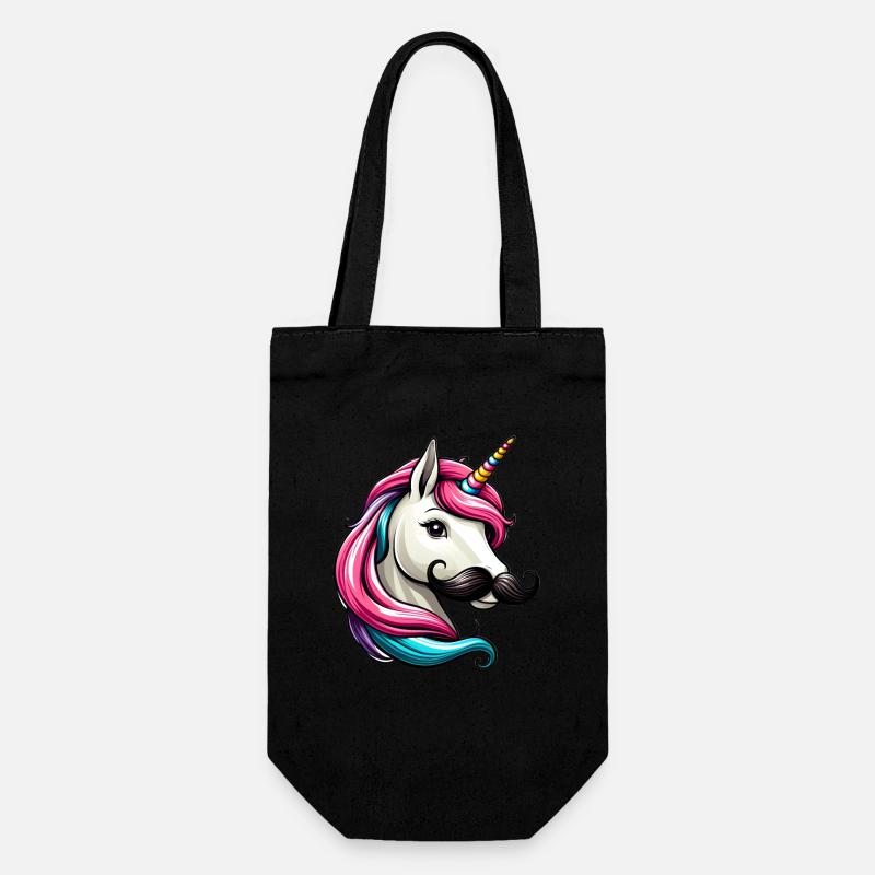 Licorne à moustache - Sac à bouteille - noir