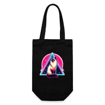 Siamese cat in 80s style triangle - Gift Bag for Bottles - black - Front