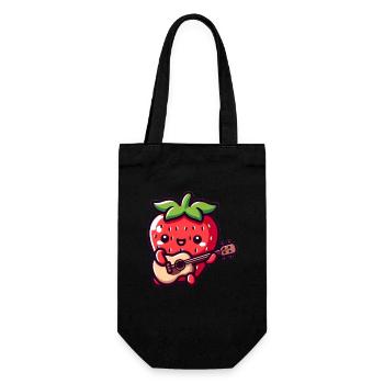 Cute strawberry with guitar - Gift Bag for Bottles - black - Front