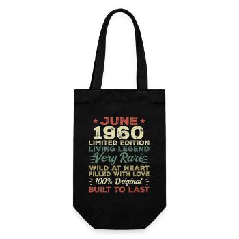 June 1960 Birthday June 1960 Gift June 1960 - Gift Bag for Bottles - black - Front