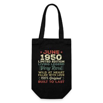 Juni 1950 Geburtstag Juni 1950 Geschenk Juni 1950 - Geschenkbeutel für Flaschen - Schwarz - Vorne