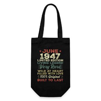 Juni 1947 Geburtstag Juni 1947 Geschenk Juni 1947 - Geschenkbeutel für Flaschen - Schwarz - Vorne