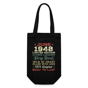 Juni 1948 Geburtstag Juni 1948 Geschenk Juni 1948 - Geschenkbeutel für Flaschen - Schwarz - Vorne