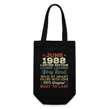 June 1988 Birthday June 1988 Gift June 1988 - Gift Bag for Bottles - black - Front