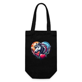 Tête de cheval coeur amoureux des chevaux - Sac à bouteille - noir - Devant
