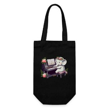 Éléphant au piano - Sac à bouteille - noir - Devant