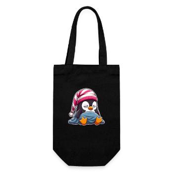 Sleepy penguin in pajamas - Gift Bag for Bottles - black - Front