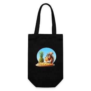 Squirrel enjoying pizza - Gift Bag for Bottles - black - Front