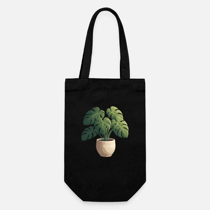 Wunderschöne Monstera Pflanze - Geschenkbeutel für Flaschen - Schwarz