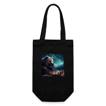 Chess Playing Bear - Gift Bag for Bottles - black - Front