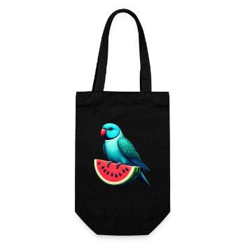 Indischer Ringhals Papagei Wassermelone - Geschenkbeutel für Flaschen - Schwarz - Vorne