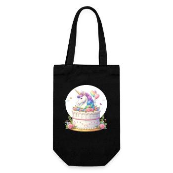 Unicorn on birthday cake - Gift Bag for Bottles - black - Front