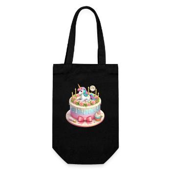 Unicorn on birthday cake - Gift Bag for Bottles - black - Front