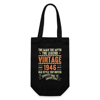 1946 Jubiläumsgeschenk Jahrgang 1946 Vintage 1946 - Geschenkbeutel für Flaschen - Schwarz - Vorne
