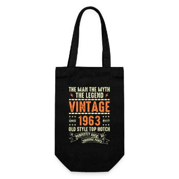 1963 Jubiläumsgeschenk Jahrgang 1963 Vintage 1963 - Geschenkbeutel für Flaschen - Schwarz - Vorne