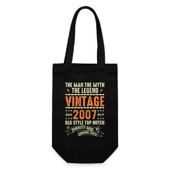 2007 Jubiläumsgeschenk Jahrgang 2007 Vintage 2007 - Geschenkbeutel für Flaschen - Schwarz - Vorne