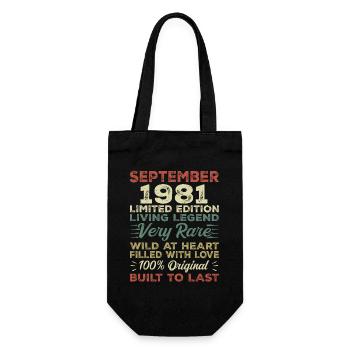 Birthday September 1981 Limited Edition Original - Gift Bag for Bottles - black - Front