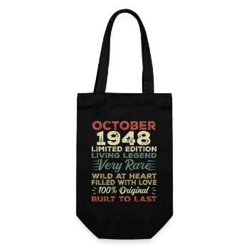 1948 October 1948 Birthday October 1948 Original - Gift Bag for Bottles - black - Front