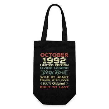 1992 Oktober 1992 Geburtstag Oktober 1992 Original - Geschenkbeutel für Flaschen - Schwarz - Vorne