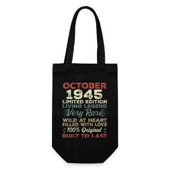 1945 October 1945 Birthday October 1945 Original - Gift Bag for Bottles - black - Front