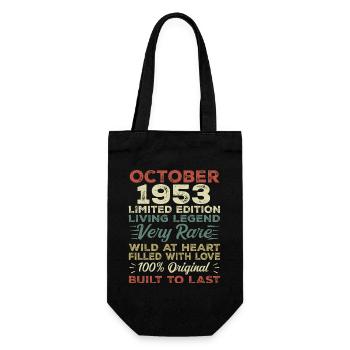 1953 Oktober 1953 Geburtstag Oktober 1953 Original - Geschenkbeutel für Flaschen - Schwarz - Vorne