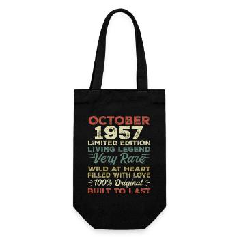 1957 Oktober 1957 Geburtstag Oktober 1957 Original - Geschenkbeutel für Flaschen - Schwarz - Vorne