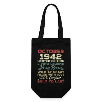 1942 Oktober 1942 Geburtstag Oktober 1942 Original - Geschenkbeutel für Flaschen - Schwarz - Vorne